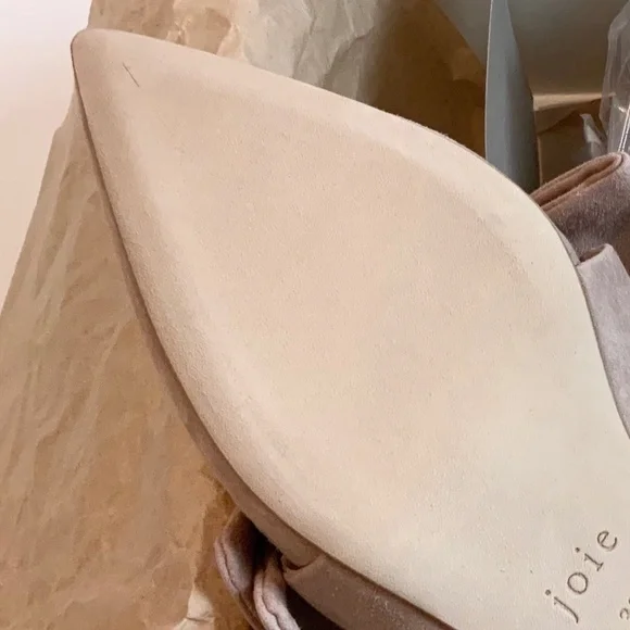 JOIE Caleah Peach Pink Suede Mules Kitten Heel Pointed Toe Sandal Leather Pumps - Picture 14 of 15